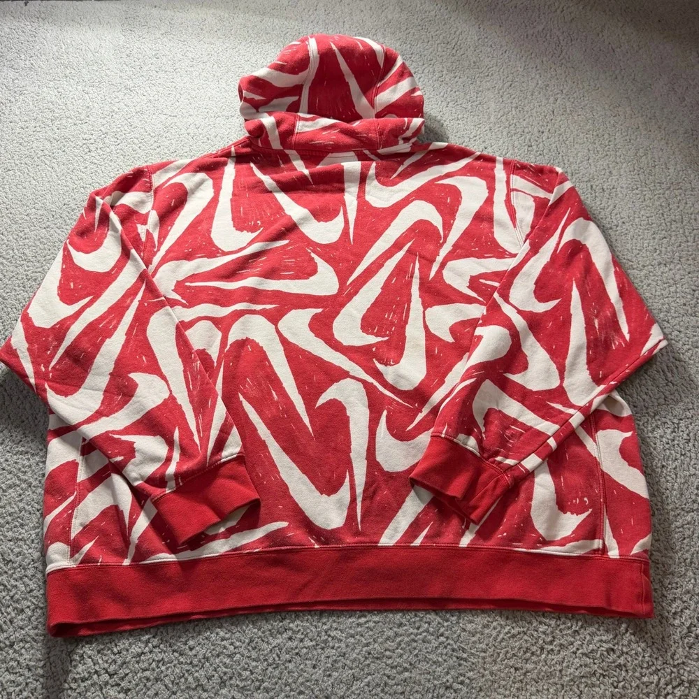 Nike Sportswear Club Fleece Hoodie Red White All Over Swoosh XXL CK2230-657